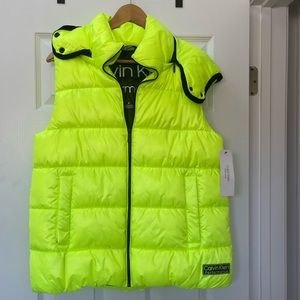 NWT Calvin Klein neon green puffer vest